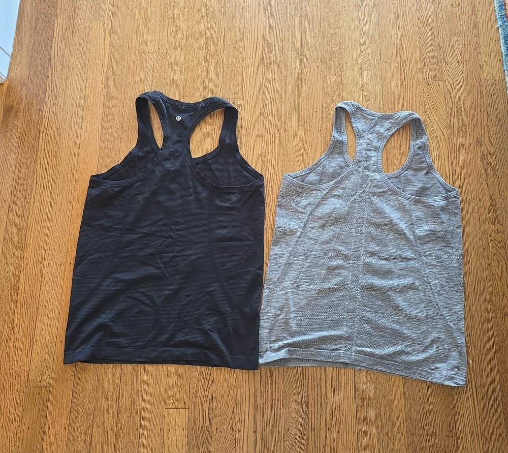 2 lululemon athletica Black Gray Swiftly Tanks - Picture 4 of 12